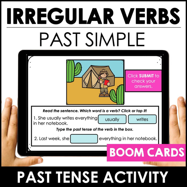 Irregular Past Tense Verbs - Boom Cards - Hot Chocolate Teachables