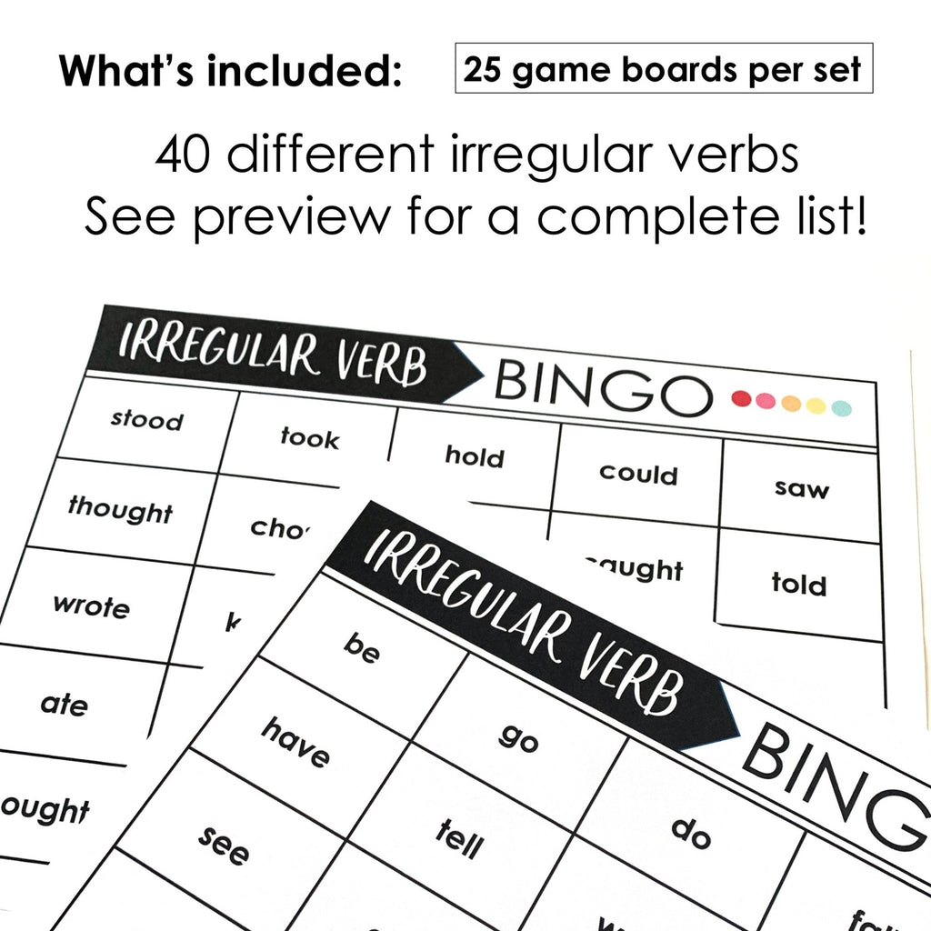 Irregular Verb BINGO Game: Past Simple - Hot Chocolate Teachables