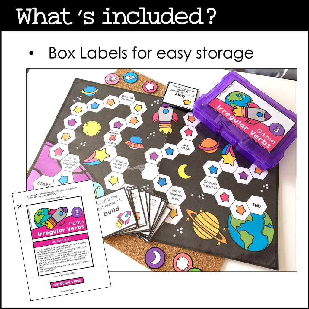 Irregular Verb Board Game - Past Simple Verbs Activity & Question Cards - Hot Chocolate Teachables