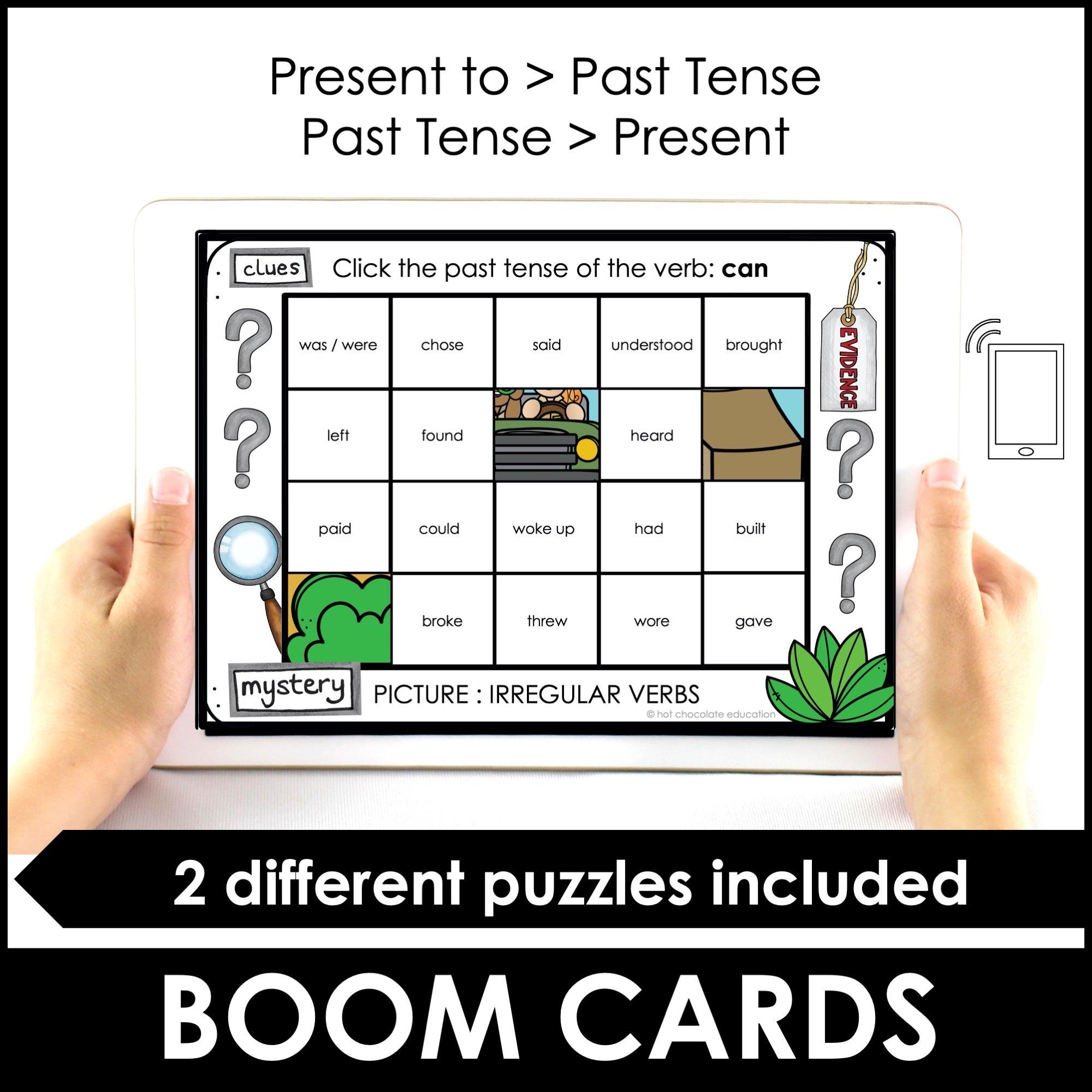 Irregular Verb Mystery Picture - Boom Cards - Hot Chocolate Teachables
