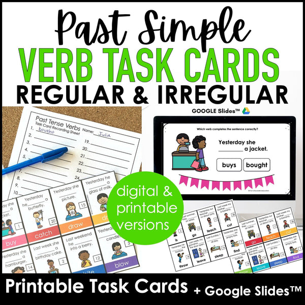 Irregular Verb Task Cards : Past Simple - Hot Chocolate Teachables