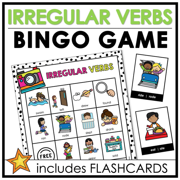 Irregular Verbs Bingo Game | Past Tense Verb Activity & Flashcards - Hot Chocolate Teachables