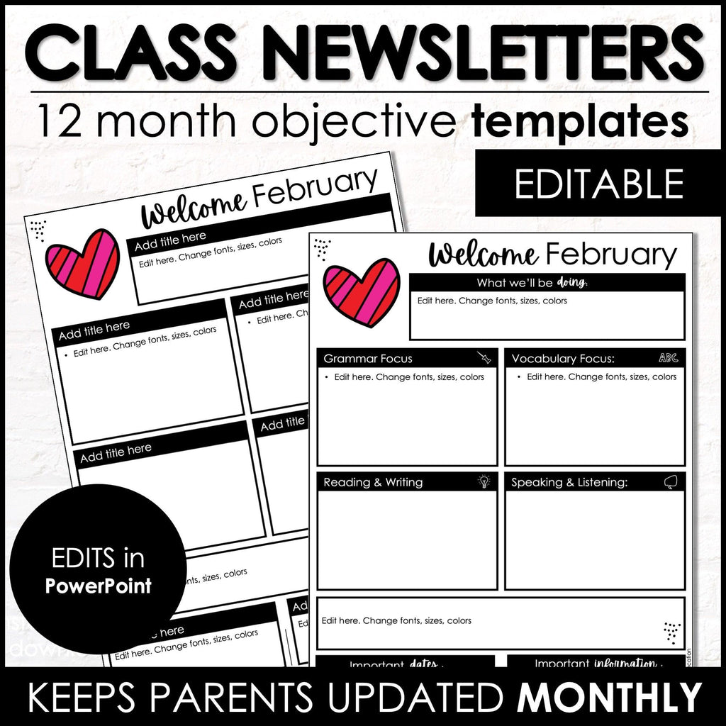 Monthly Calendar & Newsletter Parent Communication Bundle - Editable with yearly updates - Hot Chocolate Teachables