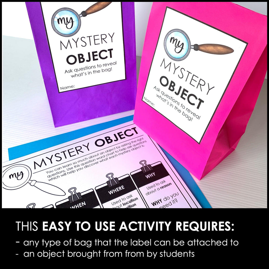 Mystery Bag | Object Guessing Game | Asking and Answering WH Questions - Hot Chocolate Teachables