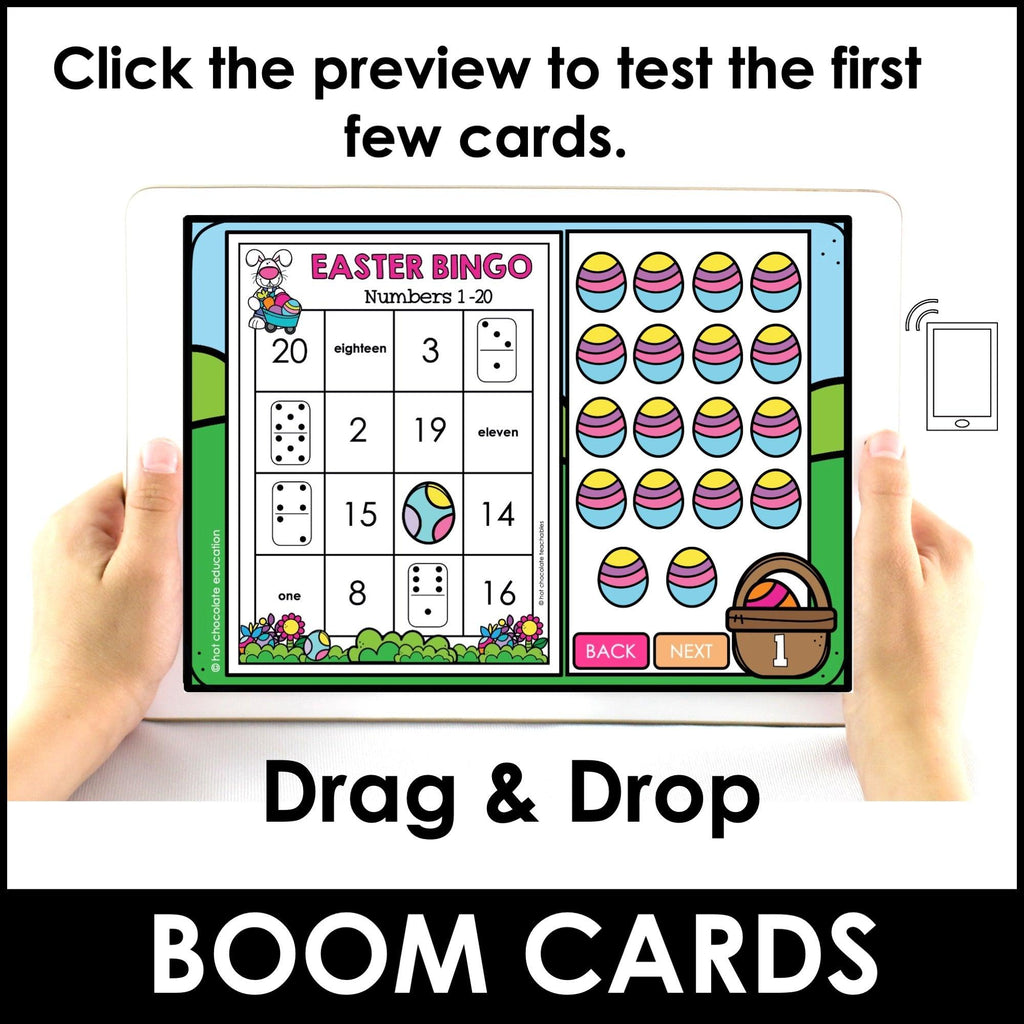 Number Fluency 1 to 20 - Easter Digital Bingo Game | Boom Cards™ - Hot Chocolate Teachables