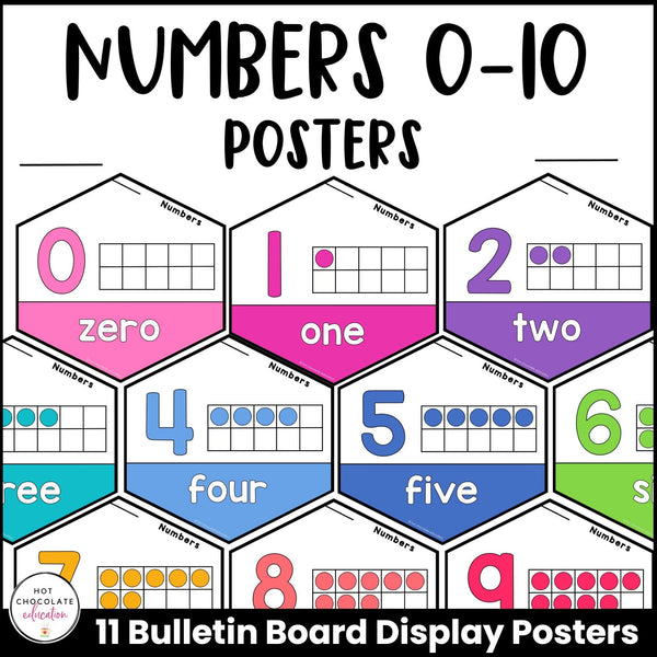 Numbers and Counting Posters | Classroom Bulletin Board Posters - Visual Aid - Hot Chocolate Teachables