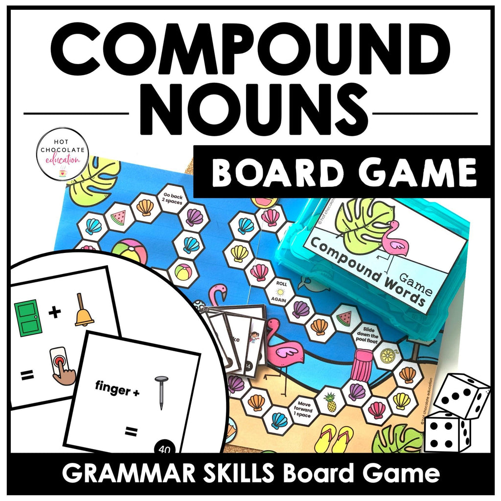 Parts of Speech Board Game BUNDLE: Nouns, Verbs, Prepositions of Place - Hot Chocolate Teachables