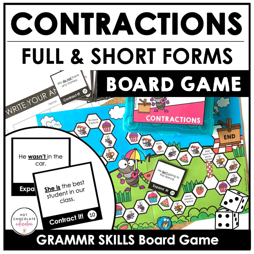 Parts of Speech Board Game BUNDLE: Nouns, Verbs, Prepositions of Place - Hot Chocolate Teachables