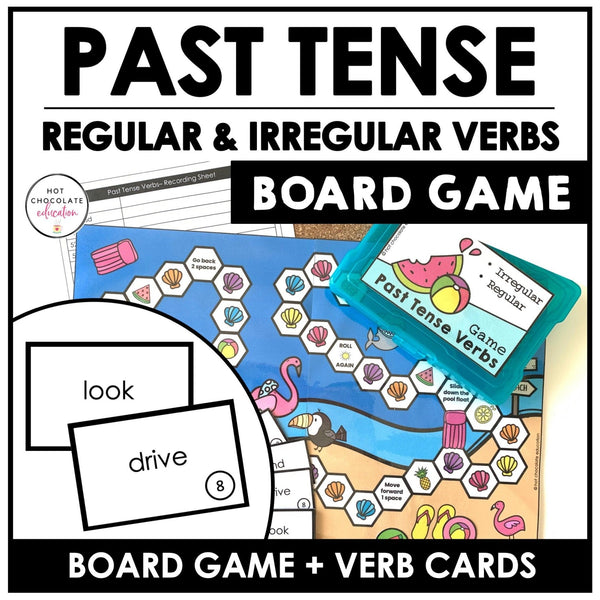 Past Tense Verbs Board Game - Changing Regular and Irregular Verbs - Hot Chocolate Teachables