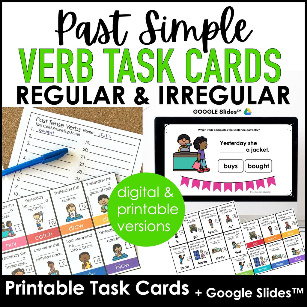 Past Tense Verbs : Regular and Irregular Games & Activities BUNDLE - Hot Chocolate Teachables