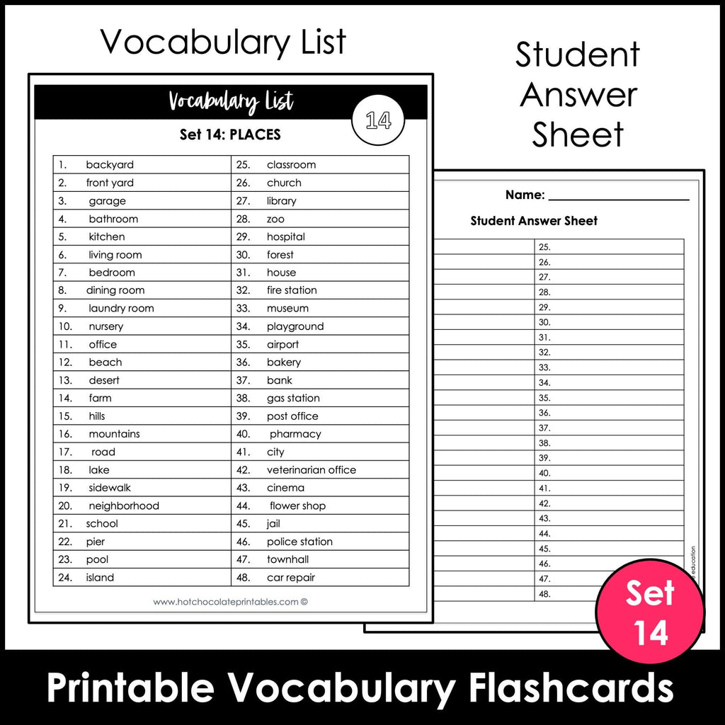 Places Flashcards : City, Town, Buildings, Outdoors, Rooms in the house - Hot Chocolate Teachables