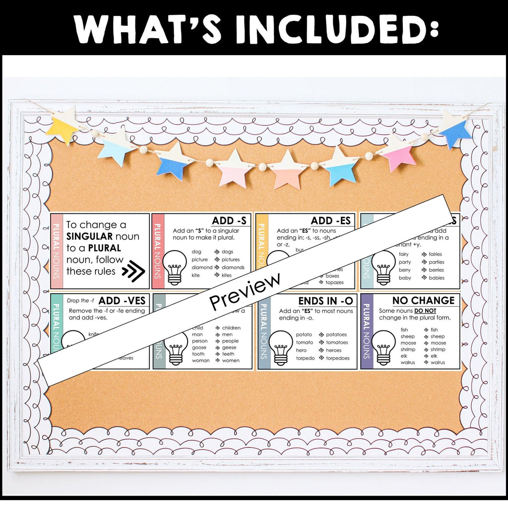 Plural Noun Spelling Rules Classroom Posters - s, es, ies, ves & Irregular NOUNS - Hot Chocolate Teachables