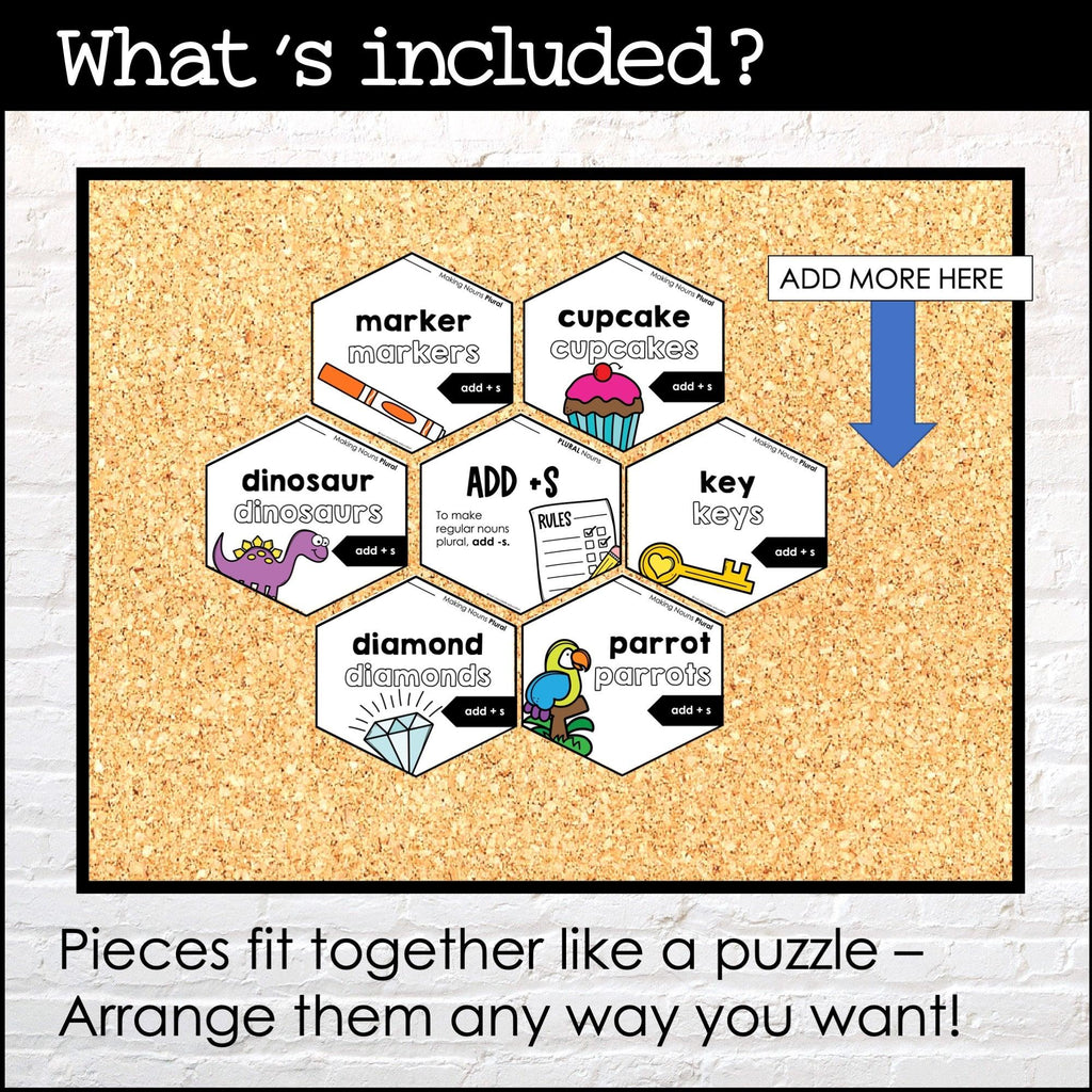 Plural Noun Spelling Rules Posters -Bulletin Board - s, es, ies, ves & Irregular - Hot Chocolate Teachables