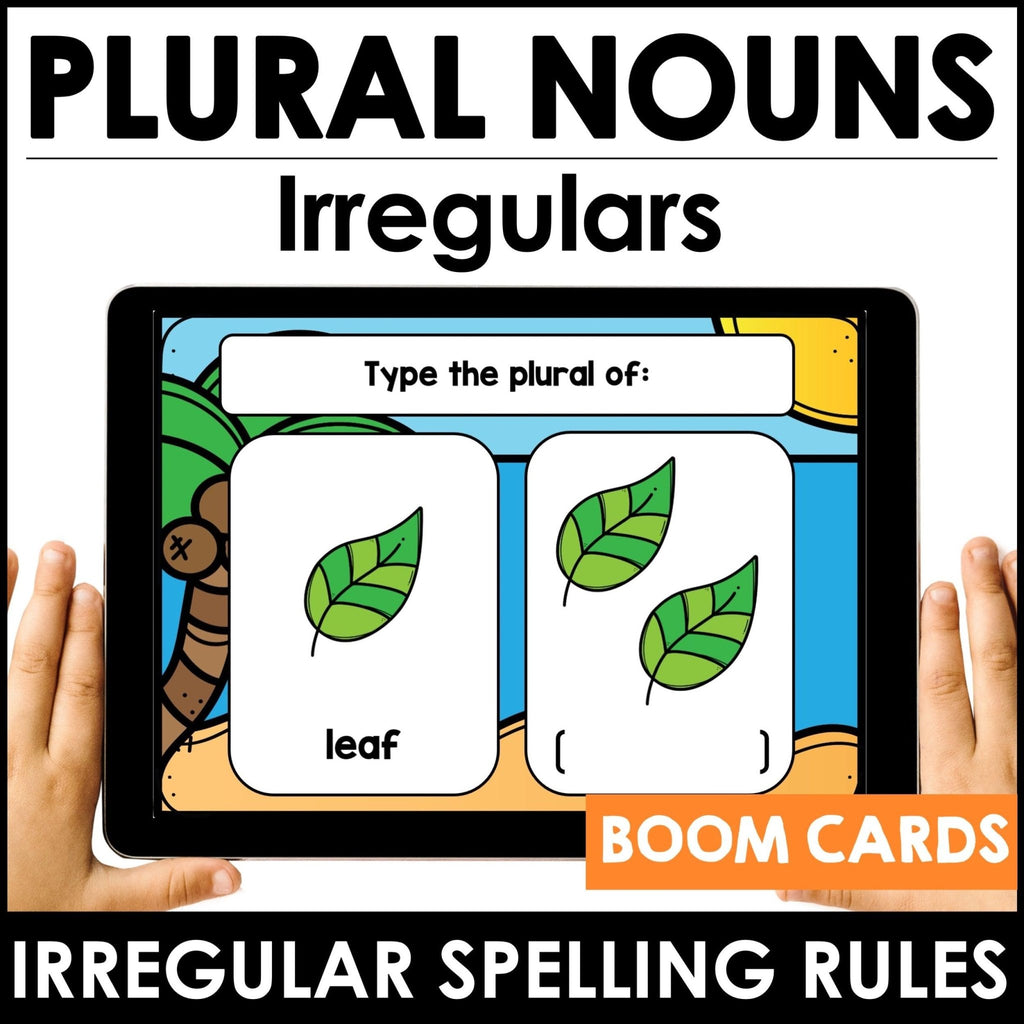 Plural Nouns with Irregular Spelling Rules - Boom Cards - Hot Chocolate Teachables