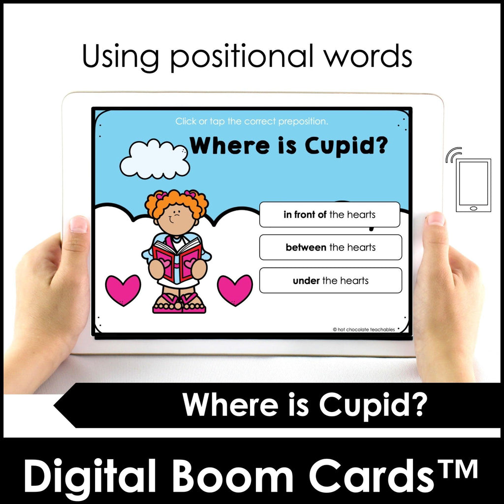 Prepositions of Place Boom Cards™ Valentine's Day | ESL Grammar - Hot Chocolate Teachables