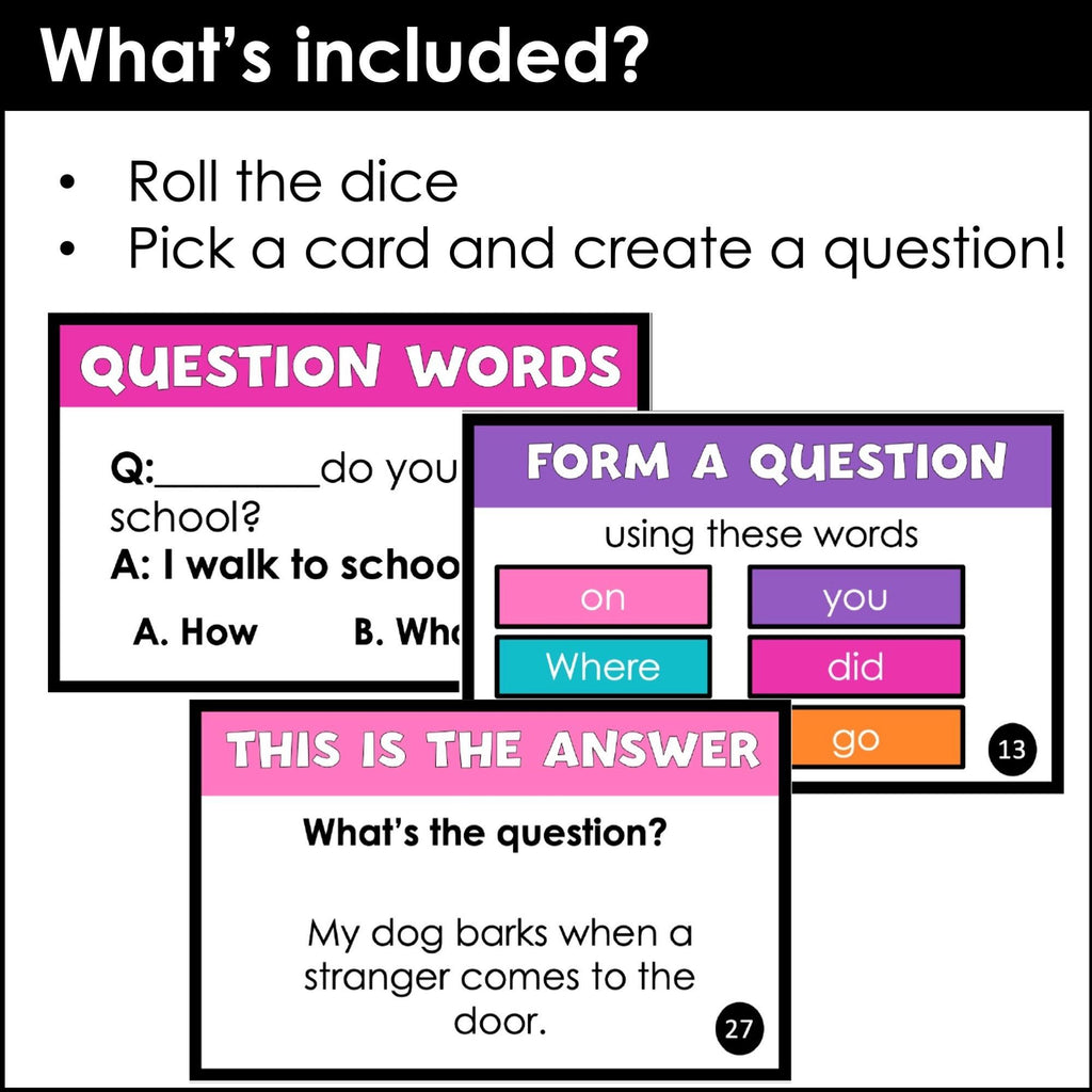 Question Building Board Game | WH Questions / Forming Questions - Hot Chocolate Teachables