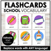 School & Classroom Vocabulary Word Flashcards with Editable Text - FLASH CARDS - Hot Chocolate Teachables