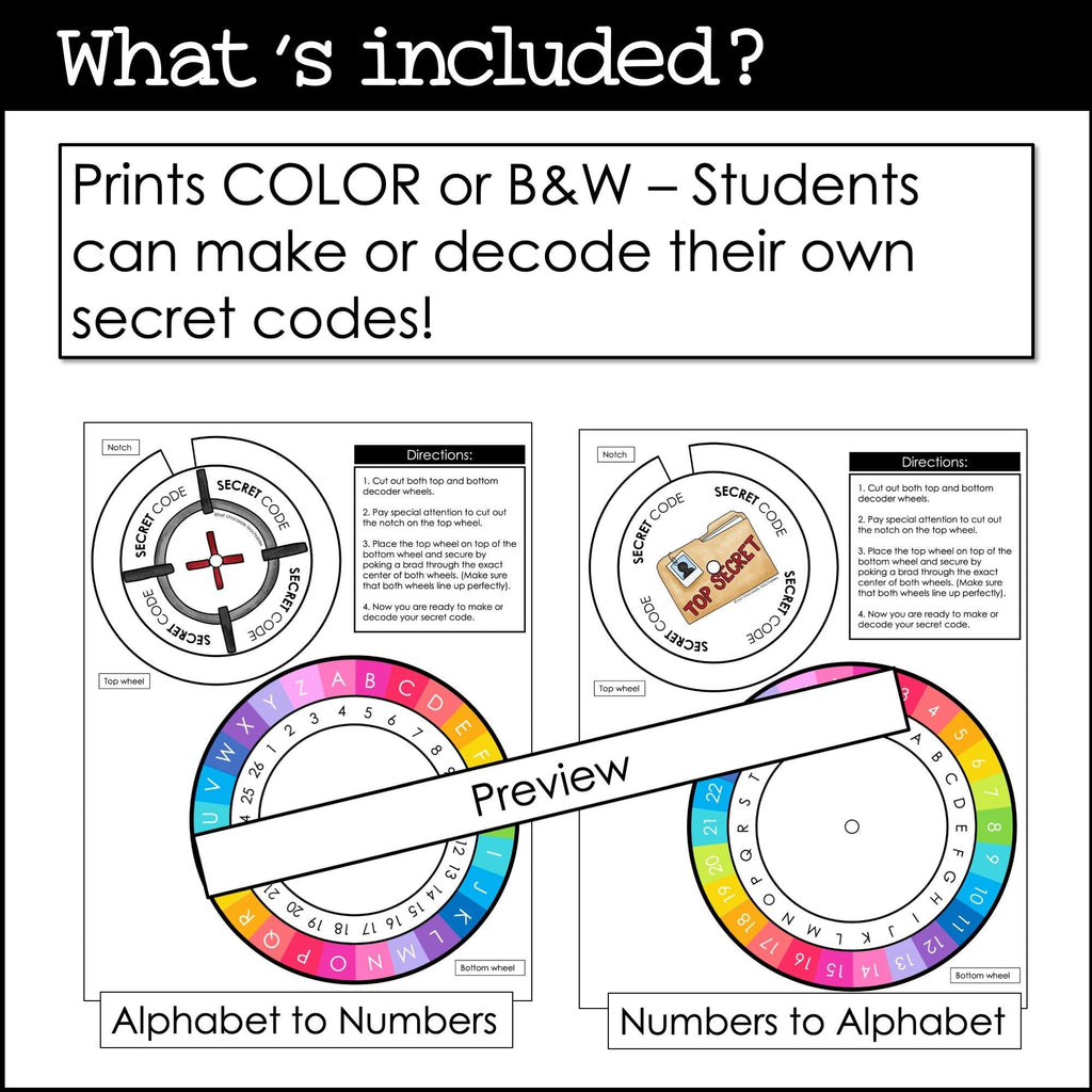 Secret Decoder - Alphabet Number Cipher Wheel Code Maker | Secret Codes - Hot Chocolate Teachables