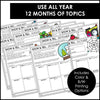 Show and Tell Year Long Topic Prompts - Monthly Speaking Activities - Hot Chocolate Teachables