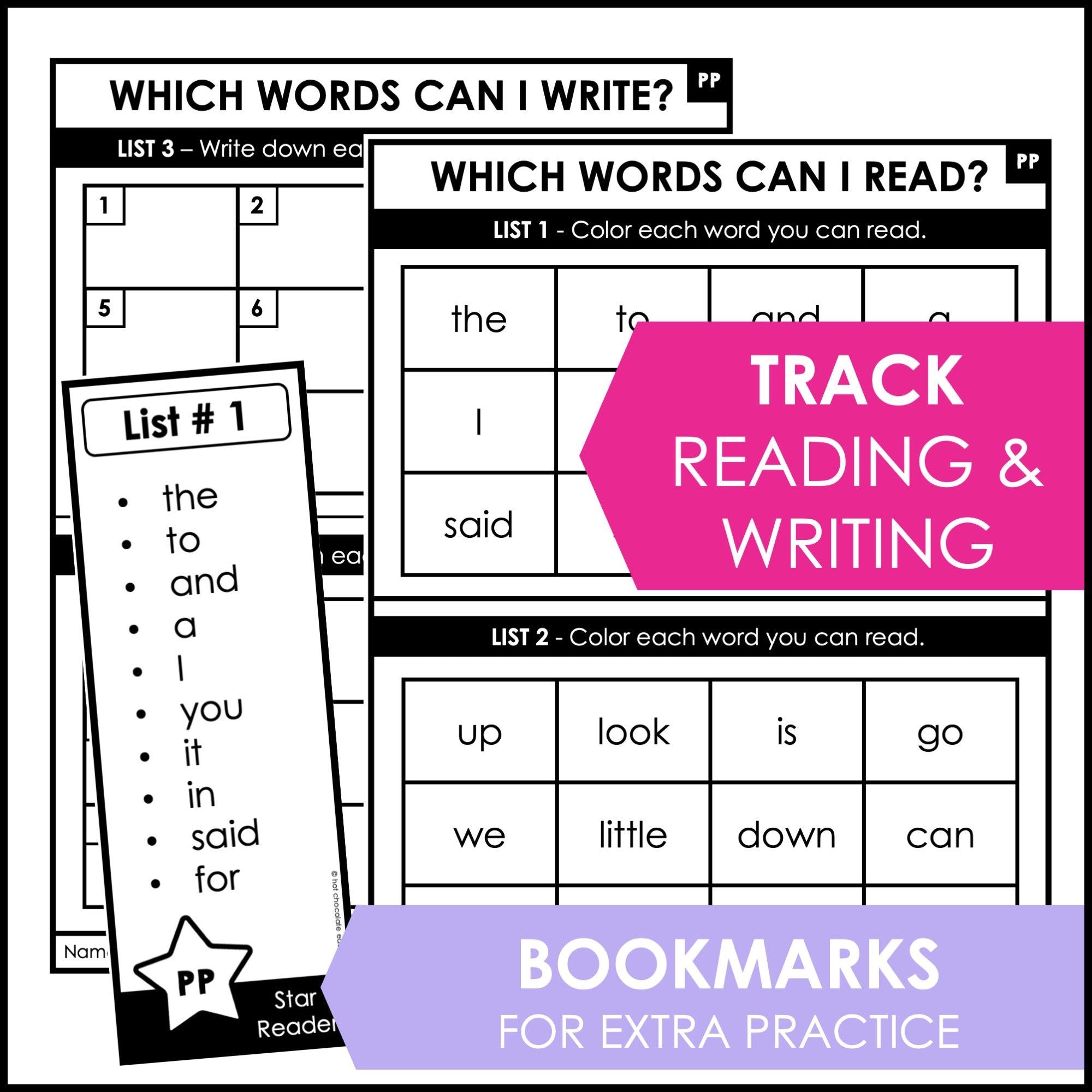 Sight Word Progress Reports - Pre-Primer Words | Evaluation Template & Word Wall - Hot Chocolate Teachables