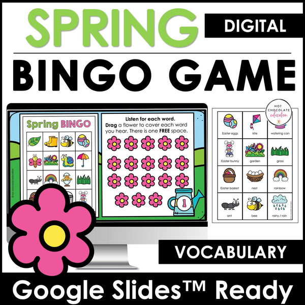 Spring - Easter Digital BINGO Game - Vocabulary Building - Google Slides™ - Hot Chocolate Teachables