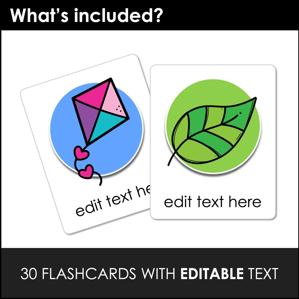 Spring & Easter Flashcards - Editable Vocabulary Word Flash Cards ESL EFL ELA - Hot Chocolate Teachables