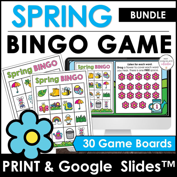 Spring & Easter Vocabulary | Bingo Game | Print & Digital BUNDLE - Hot Chocolate Teachables