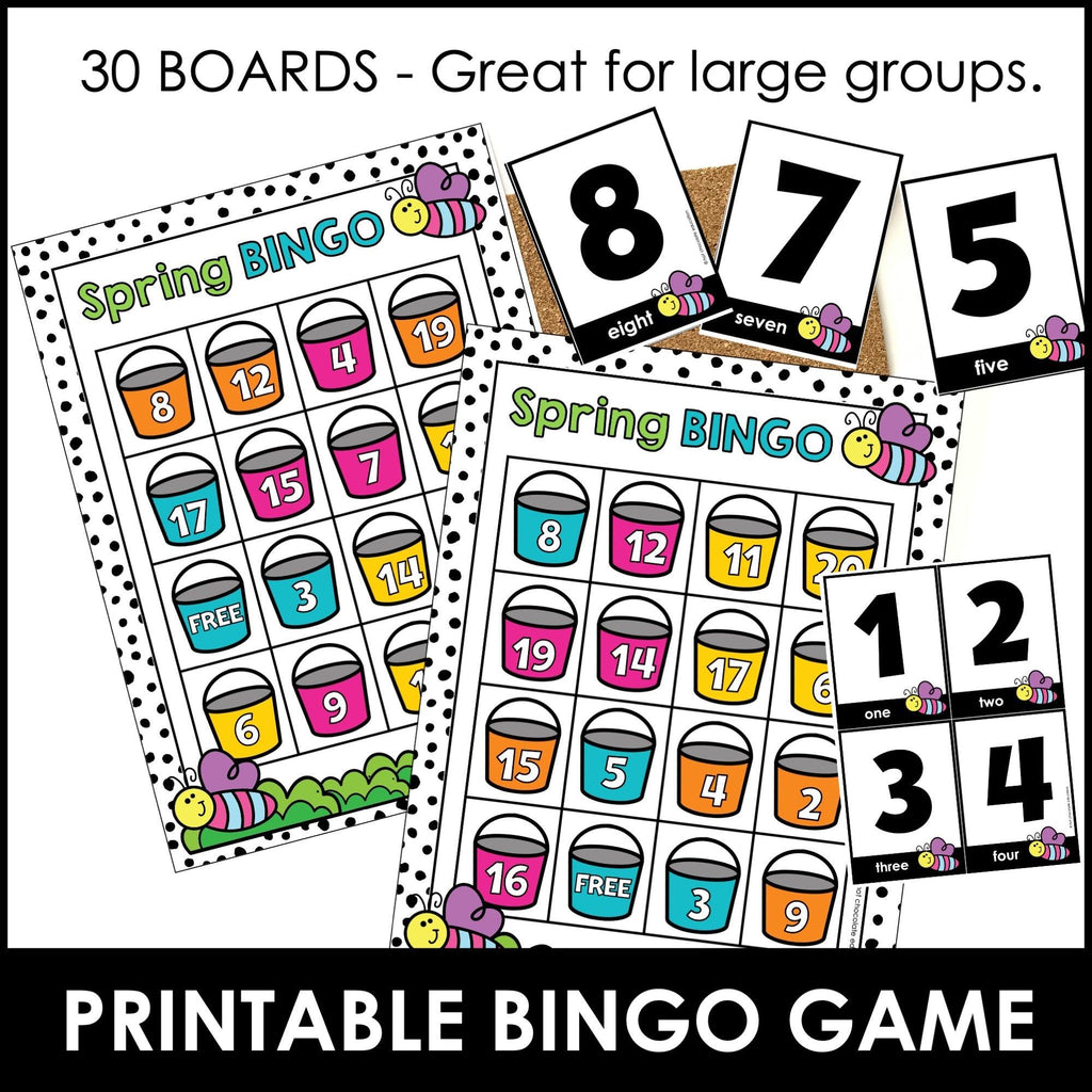 SPRING Number Recognition 1-20 Bingo Game - Hot Chocolate Teachables