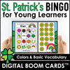 St. Patrick's Day Vocabulary DIGITAL BINGO -Boom Cards™ Preschool - Kindergarten - Hot Chocolate Teachables