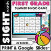 SUMMER First Grade Sight Words Bingo Game - Print & Digital Google Slides™ - Hot Chocolate Teachables