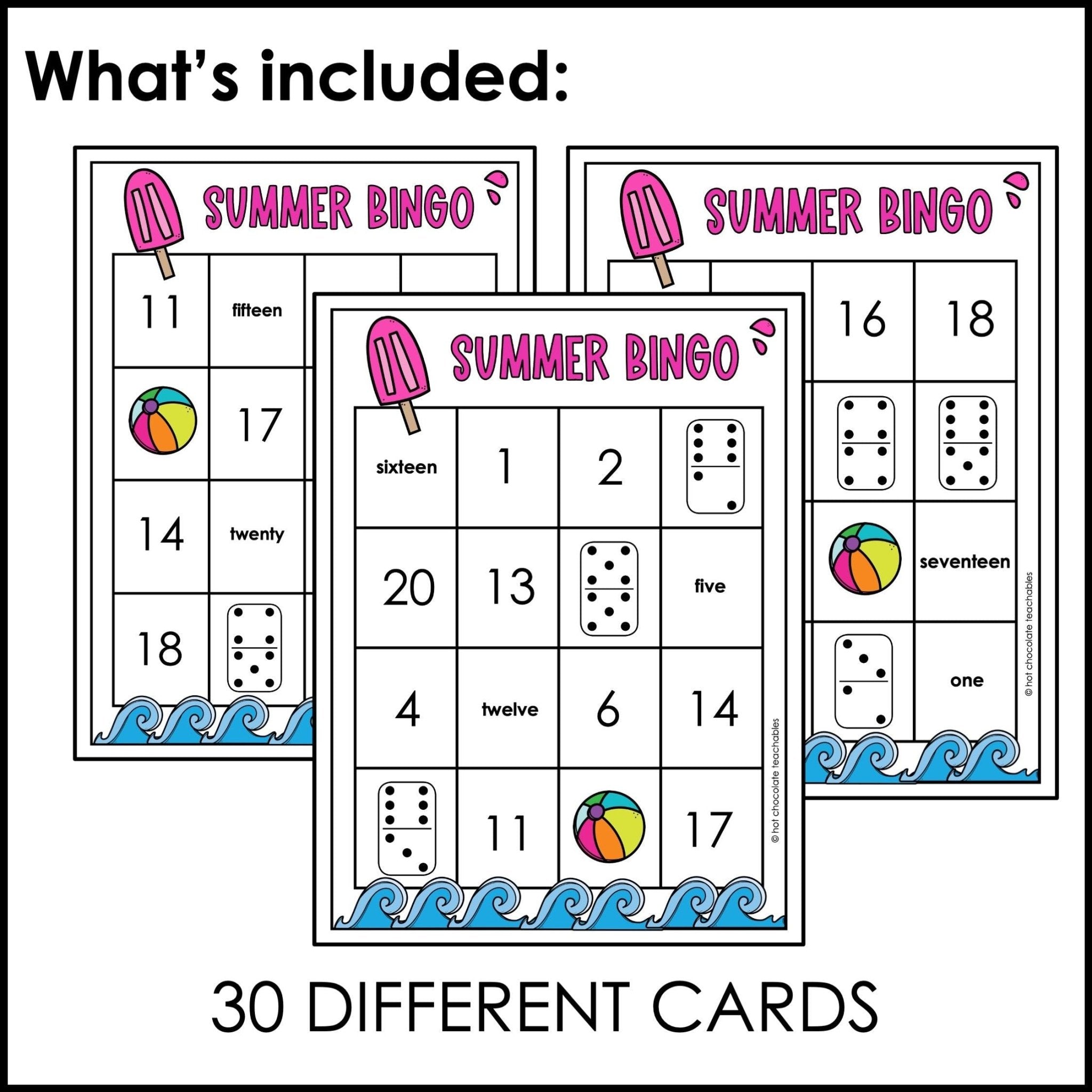 Summer Number Bingo 1-20 | Number Sense | BUNDLE - Hot Chocolate Teachables