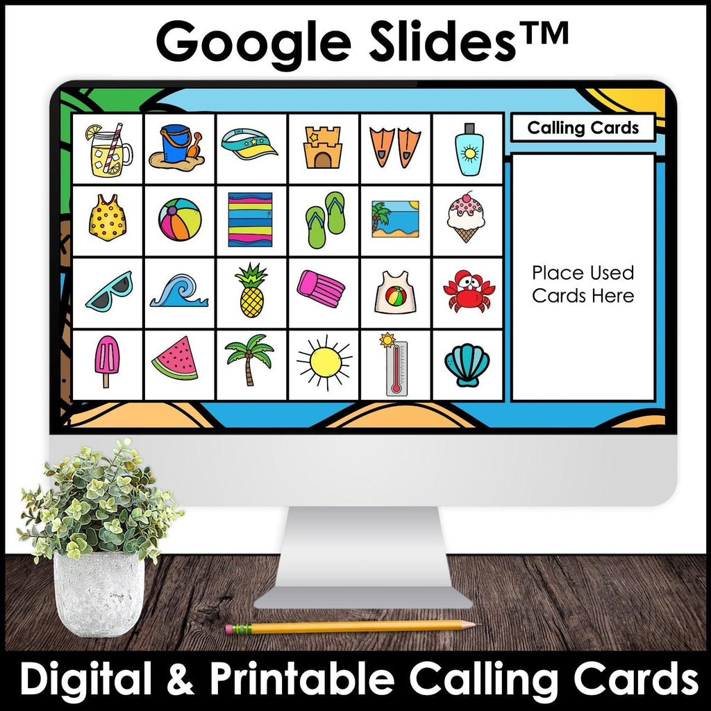 Summer Vocabulary Bingo Game - Print & Digital BUNDLE - Hot Chocolate Teachables