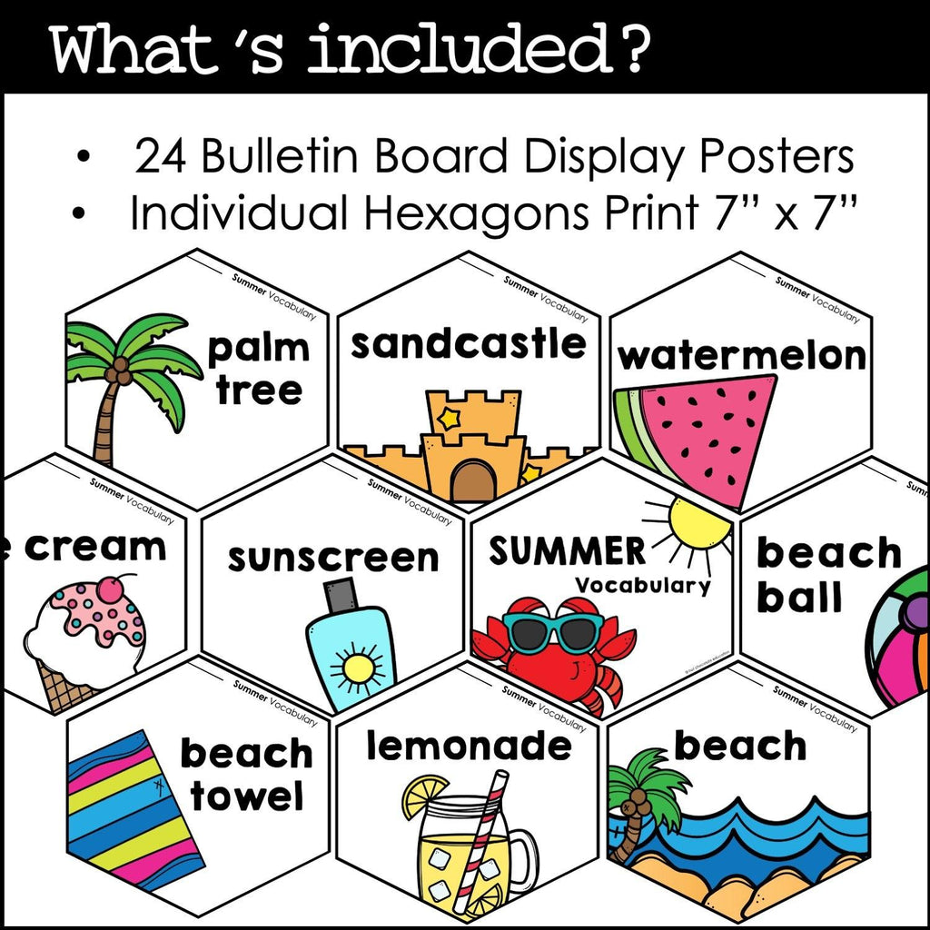 Summer Vocabulary Posters | Word Wall | Classroom Bulletin Board - Hot Chocolate Teachables