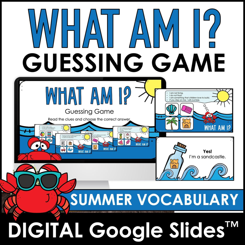 Summer Vocabulary - What am I? Guessing Game | Digital Google Slides™ ready - Hot Chocolate Teachables