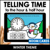 Telling the Time - Winter Interactive Boom Cards™ - to the hour, to the half hour - Hot Chocolate Teachables