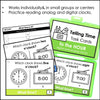 Telling Time Task Cards | To the hour - What time is it? Digital & Analog Clocks - Hot Chocolate Teachables