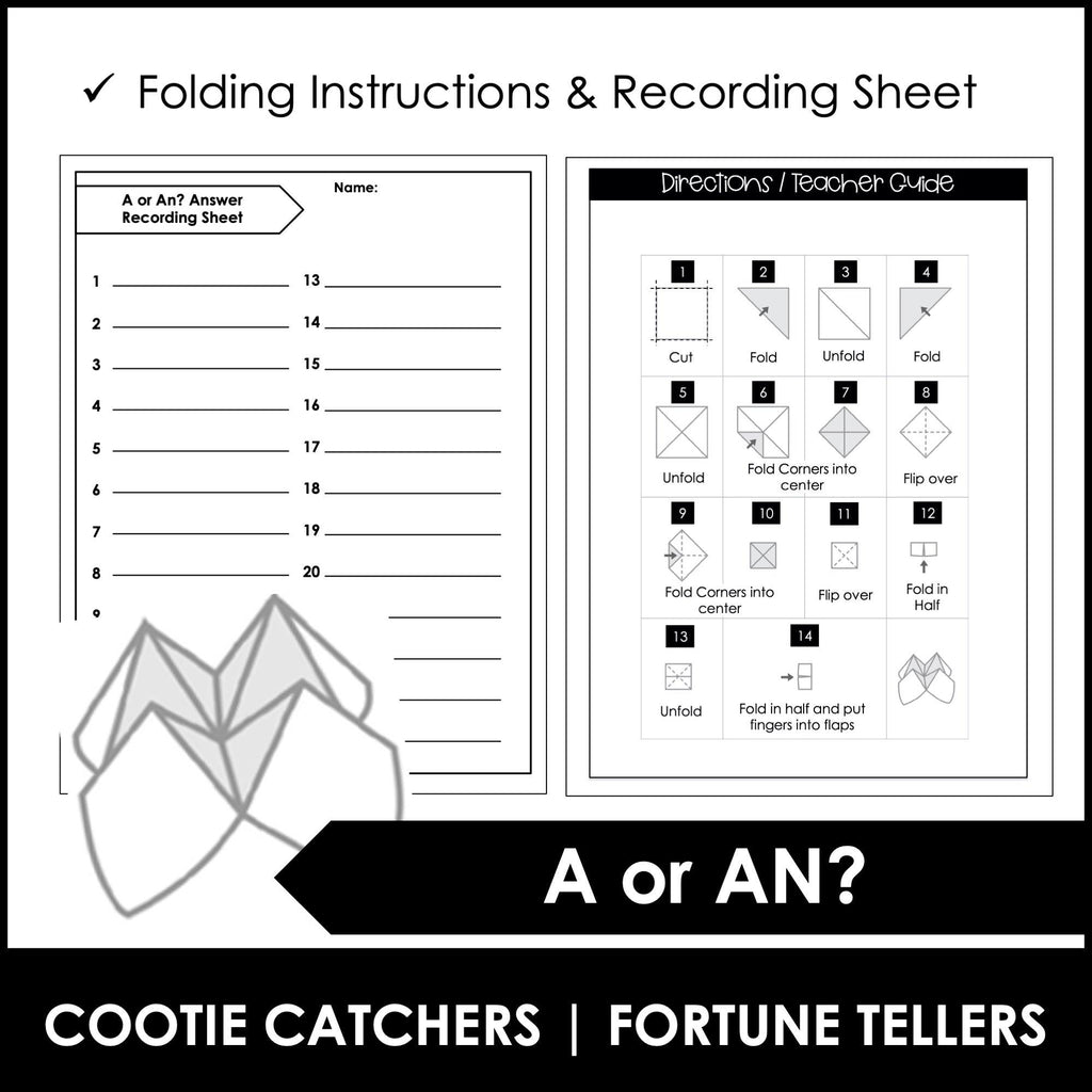 Using Articles A / AN with NOUNS | Consonant - Vowel Grammar Activity - Hot Chocolate Teachables