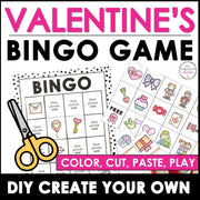 Valentine's Day Bingo Game - CUT & PASTE MAKE YOUR OWN GAME BOARDS - Hot Chocolate Teachables