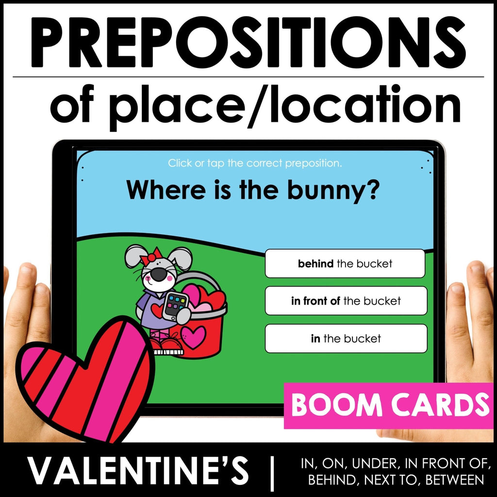 Valentine's Day - Prepositions of Place Boom Cards™ | Spatial Concepts - Hot Chocolate Teachables