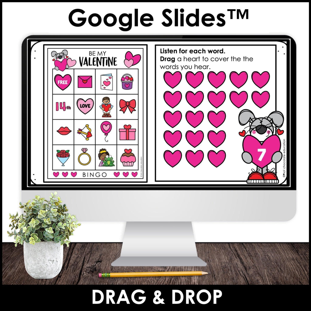 Valentine's Day Vocabulary Bingo BUNDLE - Print & Digital Versions - Hot Chocolate Teachables