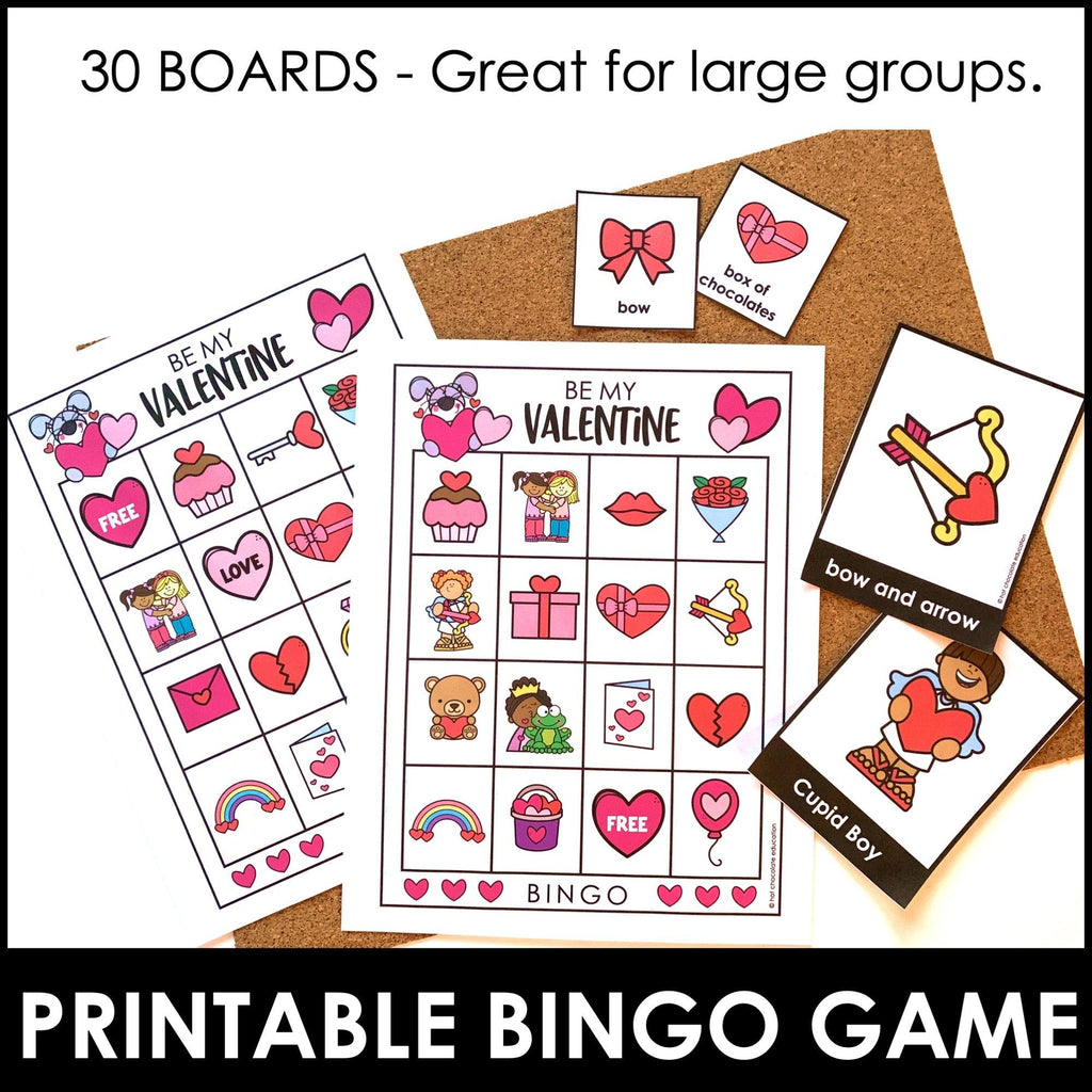 Valentine's Day Vocabulary Bingo BUNDLE - Print & Digital Versions - Hot Chocolate Teachables