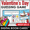 Valentine's Day Vocabulary Guessing Game: Boom Cards - Digital Task Cards - Hot Chocolate Teachables