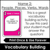 Vocabulary Building Card Game : Name Two People, Places, Things, Verbs - Hot Chocolate Teachables