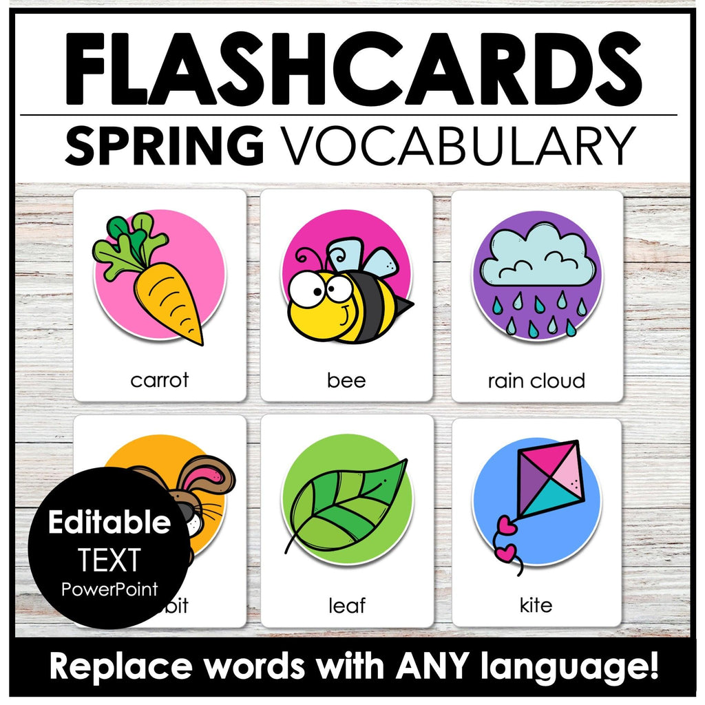 Vocabulary Flash card BUNDLE - Seasons and Holidays Editable Flashcards for ESL - Hot Chocolate Teachables