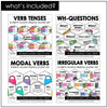 WH Question Word Posters / Verb Tense Posters : ESL Grammar Poster Set - Hot Chocolate Teachables