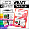 WHAT Questions - WH Question Word Comprehension Task Cards - Hot Chocolate Teachables