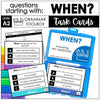 WHEN Questions - WH Question Word Comprehension Task Cards - Hot Chocolate Teachables