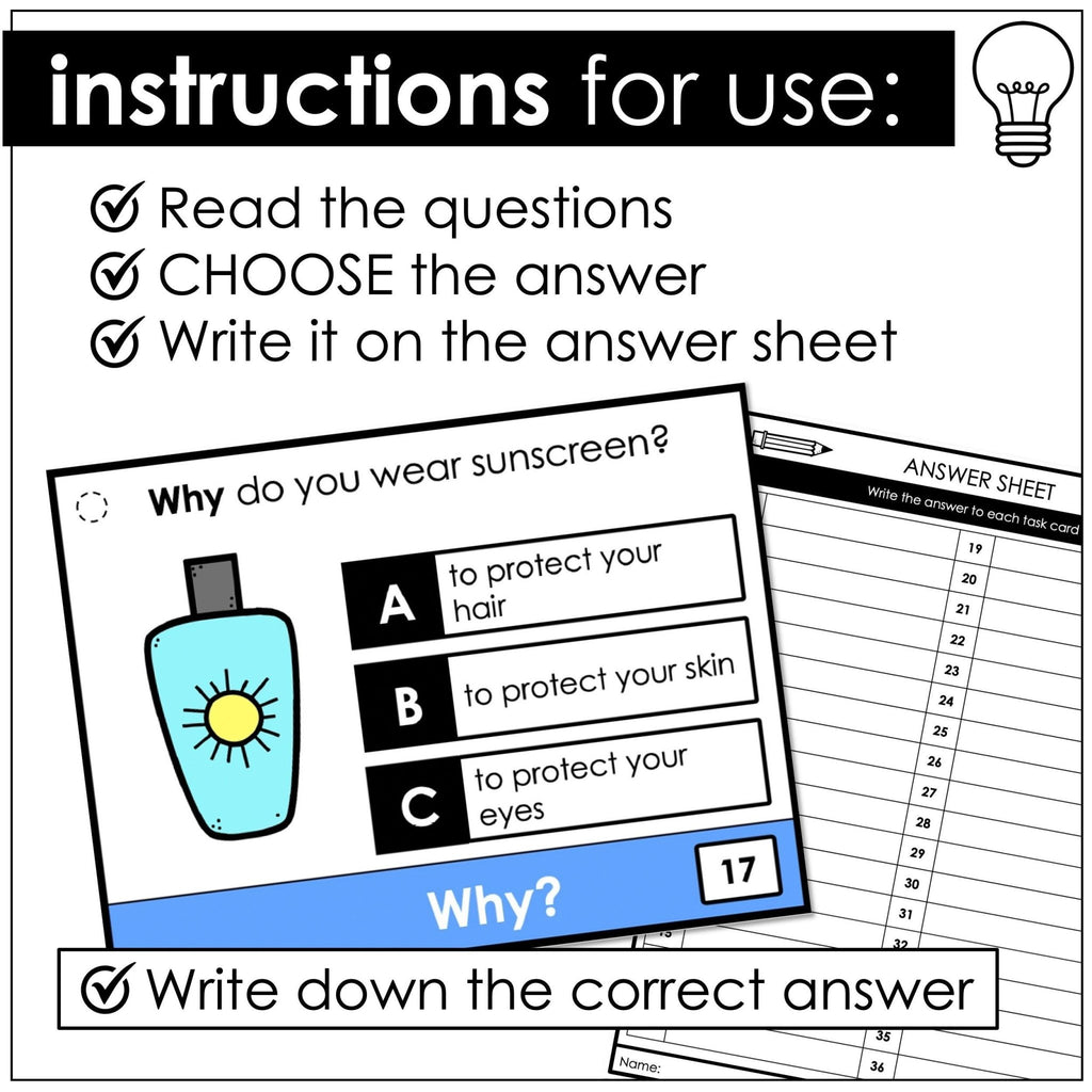 WHY Questions - WH Question Comprehension Task Cards - Hot Chocolate Teachables