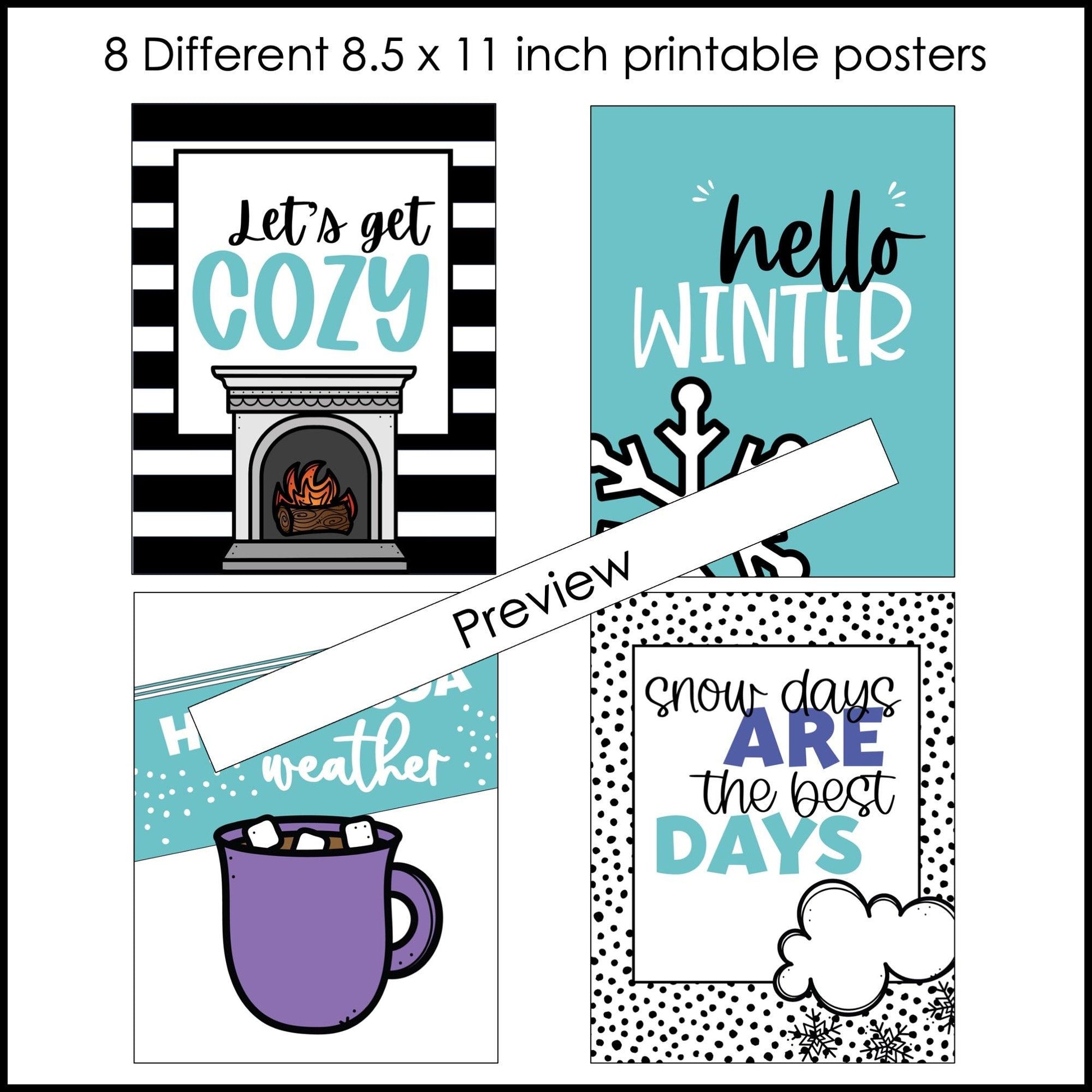 Winter Posters | Classroom Bulletin Board Decor - Quote Posters - Hot Chocolate Teachables