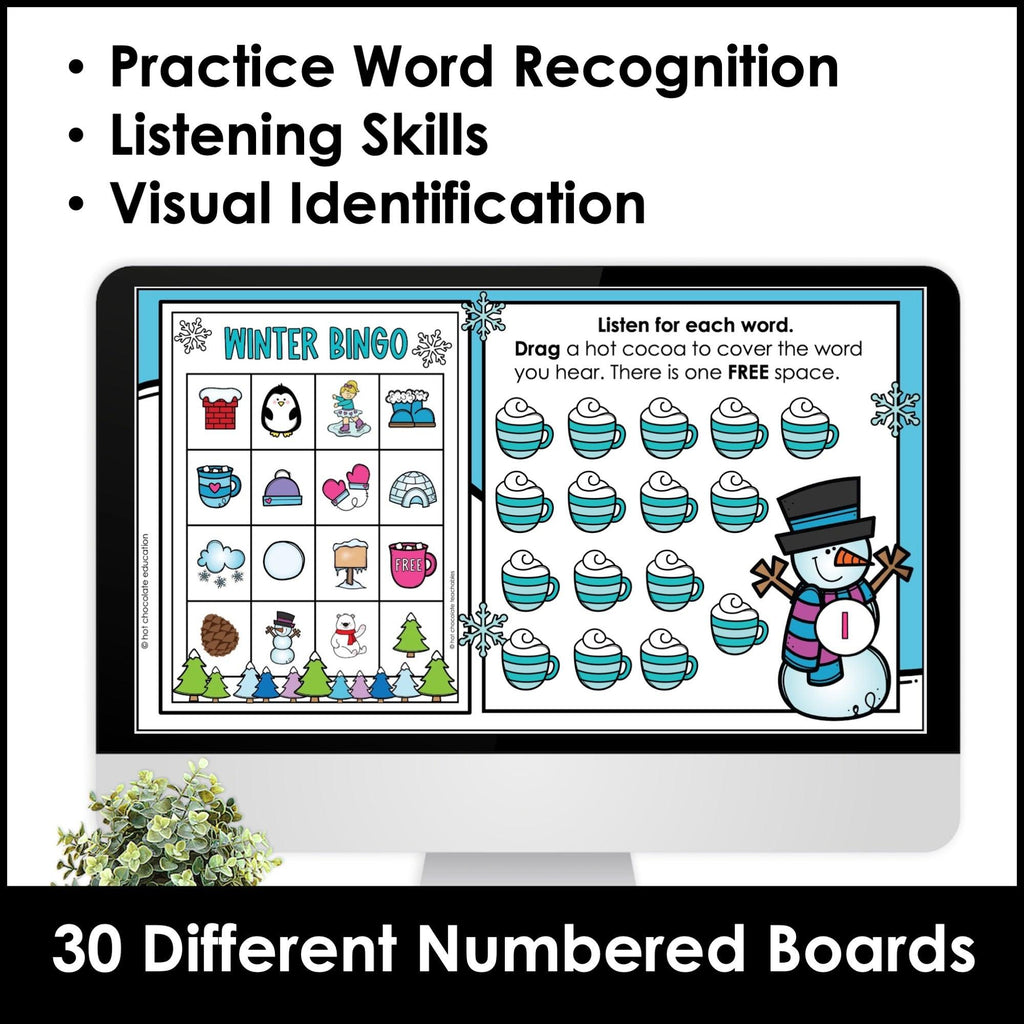 Winter Vocabulary Bingo Games - Print & Digital BUNDLE - Hot Chocolate Teachables